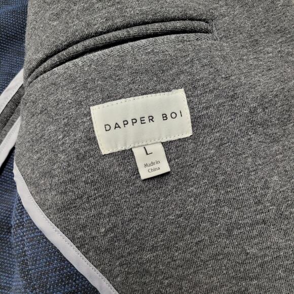 Dapper Boi gray casual knit blazer jacket stretch - Picture 7 of 9